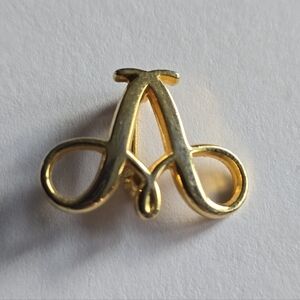 Vintage brooch letter A or V pin gold tone alphabet monogram jewelry